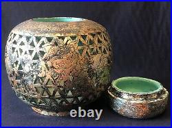 Cul de lampe céramique ajourée Biên Hoà Vietnam début XXe Dorure Doreur art déco