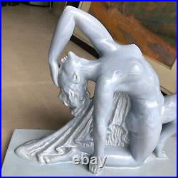 DANSEUSE signé FUGÈRE émaillée art déco nouveau sculpture vintage antique $