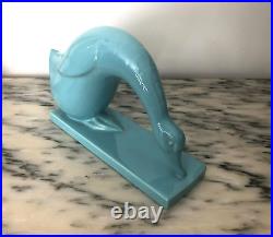 DESBARBIEUX sculpture oie ART DECO faïence signée Céramique SAINT CLEMENT 26 cm