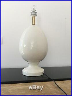 DESIGN VINTAGE Ancienne LAMPE OEUF Céramique Craquelé Art Deco Nouveau