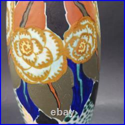 D'Argyl, vase haut d'époque Art-déco en céramique, à décor floral, H. 33 cm D'Argyl, vase haut d'époque Art-déco en céramique, à décor floral, H. 33 cm