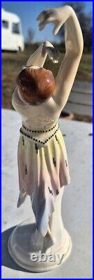 Danseuse Céramique Art Deco Signé Karl Ens Bon Etat General Hauteur 22 CM