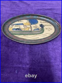 Desmant Tapisserie Bayeux Decor Normand Plateau Ceramique Irisee Signé Art Deco
