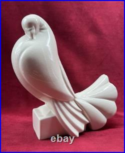 Dove Pigeon Jacques Adnet Sculpture Statue Objets Animal Craquele Art Deco 1930