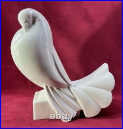 Dove Pigeon Jacques Adnet Sculpture Statue Objets Animal Craquele Art Deco 1930