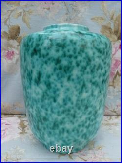 ELCHINGER & Fils vase Art Déco céramique Céladon moucheté 17cm bon état 12cm dia