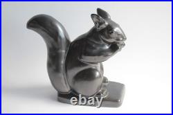 Écureuil céramique lustrée noire J. MAYOR Art Déco (64011)