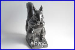 Écureuil céramique lustrée noire J. MAYOR Art Déco (64011)