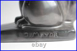 Écureuil céramique lustrée noire J. MAYOR Art Déco (64011)