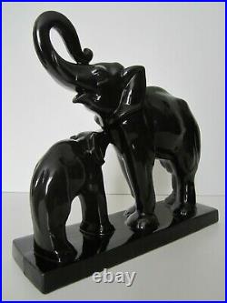 Elephant Noir En Ceramique Art Deco Charles Lemanceau Saint Clement/elephanteau