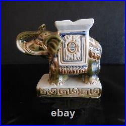 Eléphant sculpture céramique faïence fait main XXe art déco ethnique Inde N3637