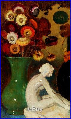 Emile Lecomte, 1927, Fleurs et Céramique Art-Déco Bénézit, Grosse Cote