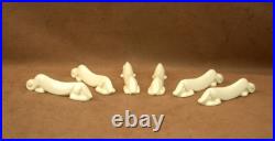 Ensemble De 6 Porte Couteaux Art Deco Craquele Chiens Céramique Primavera