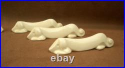 Ensemble De 6 Porte Couteaux Art Deco Craquele Chiens Céramique Primavera