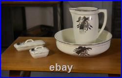 Ensemble de toilette céramique décor Art déco Boch et Louvière 1920-1930's