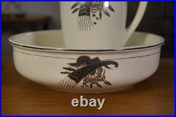 Ensemble de toilette céramique décor Art déco Boch et Louvière 1920-1930's