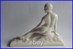 Femme nue céramique craquelée Art déco (63320)