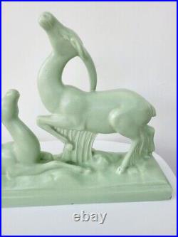 Figurine Art Déco céramique craquelée aux Antilopes signée Charles Lemanceau