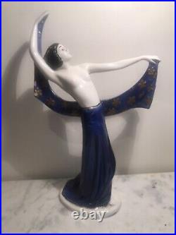 Figurine Statue Danseuse Nue Art Déco Porcelaine Numérotée