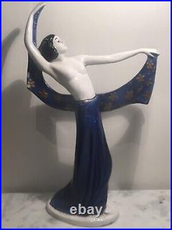 Figurine Statue Danseuse Nue Art Déco Porcelaine Numérotée