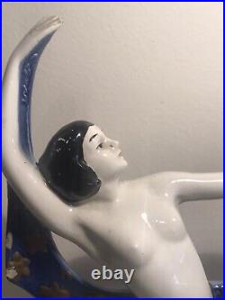 Figurine Statue Danseuse Nue Art Déco Porcelaine Numérotée