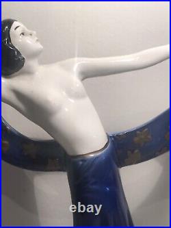 Figurine Statue Danseuse Nue Art Déco Porcelaine Numérotée