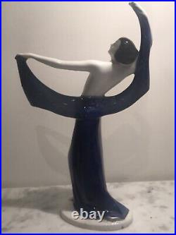 Figurine Statue Danseuse Nue Art Déco Porcelaine Numérotée