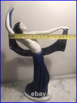 Figurine Statue Danseuse Nue Art Déco Porcelaine Numérotée