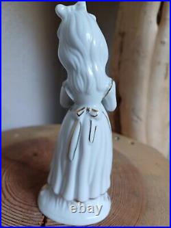 Figurine statue fillette chat céramique porcelaine or fin art déco