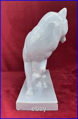 Fox Renard Lemanceau Craquele Art Deco Crackle Glaze Sculpture Statue 1930