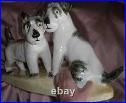 Fox terriers céramique ART DECO important groupe 2 chiens années 30 Superbe