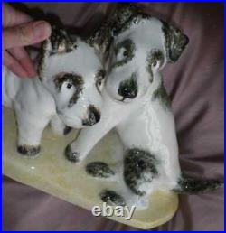Fox terriers céramique ART DECO important groupe 2 chiens années 30 Superbe