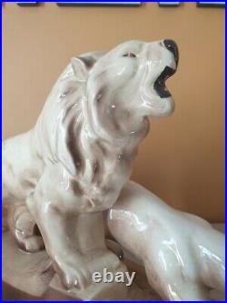 François Levallois Sainte Radegonde sculpture céramique lion lionne Art déco