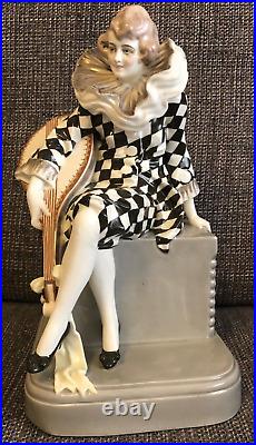 GOLDSCHEIDER 5030 PIERRETTE mit LAUTE Austrian Art Deco ceramic WILHELM TOMASCH GOLDSCHEIDER 5030 PIERRETTE mit LAUTE Austrian Art Deco ceramic WILHELM TOMASCH