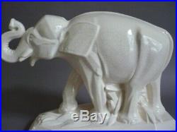 G Beauvais Edition Kaza Elephant Ceramique Craquele Art Déco 1930