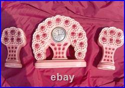 Garniture de cheminée faïence émaillée céramique rose Esdeve Art Déco