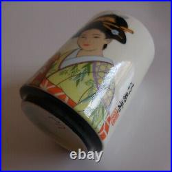 Gobelet récipient verre céramique porcelaine art déco Japon Geisha XXe N5077