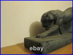 Gracieuse Et Nerveuse Panthere Noire Sculpture Art Deco 1930 Ceramique No Bronze