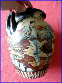 Grand Vase A Ances De Ciboure Ceramique Art Deco Antiquite Signe Artiste R Berne