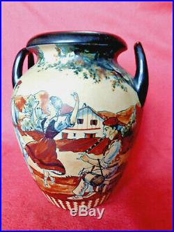 Grand Vase A Ances De Ciboure Ceramique Art Deco Antiquite Signe Artiste R Berne