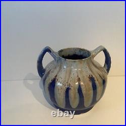 Grand Vase Alphonse Mouton Alpho céramique d'art bleu Français Art Déco 1930