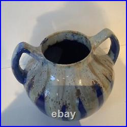 Grand Vase Alphonse Mouton Alpho céramique d'art bleu Français Art Déco 1930