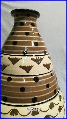 Grand Vase Art Déco Céramique, Rare Forme Ovoïde En Escalier Fin Xixème