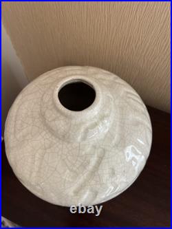 Grand Vase Art Déco En Ceramique Craquelée. H 17 Cm