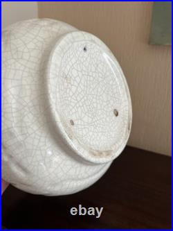 Grand Vase Art Déco En Ceramique Craquelée. H 17 Cm