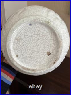 Grand Vase Art Déco En Ceramique Craquelée. H 17 Cm