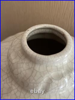 Grand Vase Art Déco En Ceramique Craquelée. H 17 Cm