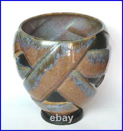 Grand cache-pot Art Déco grès émaillé Denbac 518 Vierzon céramique XXe