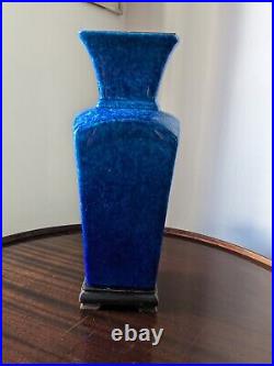 Grand pied de lampe art déco bleu irisé Paul Millet à Sèvres 1930