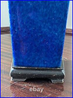 Grand pied de lampe art déco bleu irisé Paul Millet à Sèvres 1930